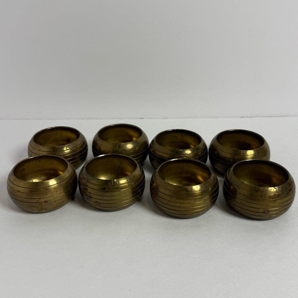Vintage Brass Round Napkin Rings Set Of 8 Bundle